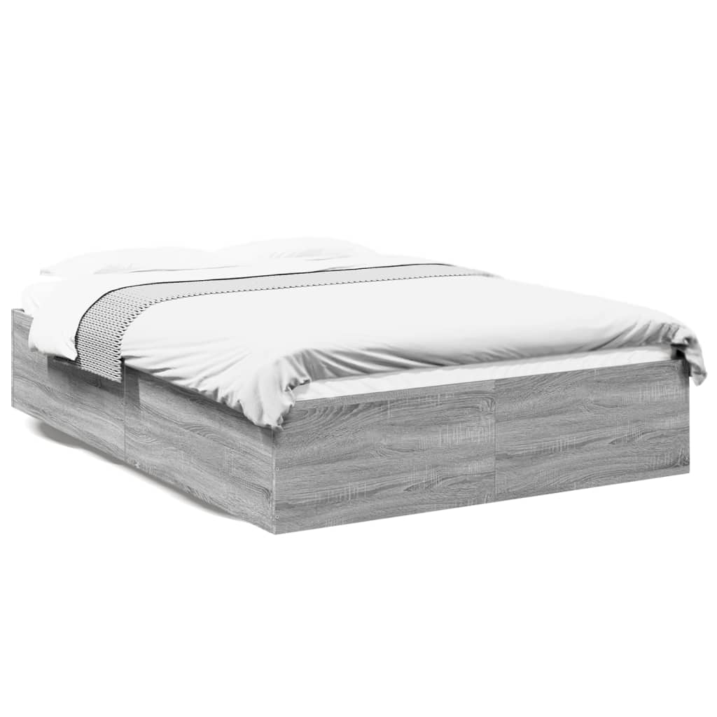 vidaXL Posteľný rám sivý dub sonoma 135x190 cm kompozitné drevo