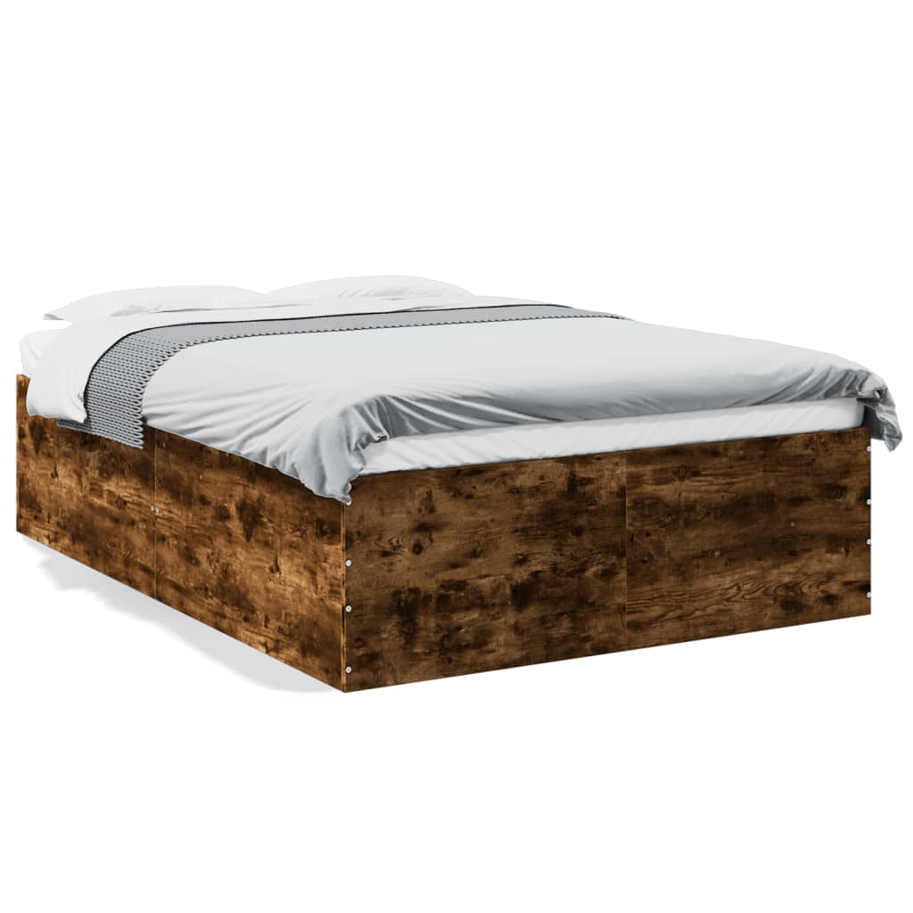 vidaXL Posteľný rám dymový dub 135x190 cm kompozitné drevo
