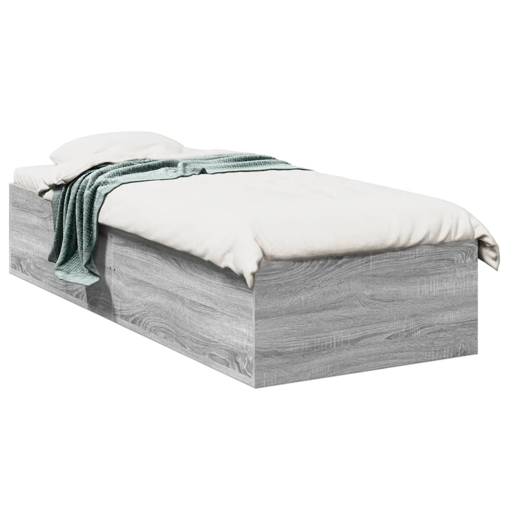 vidaXL Posteľný rám sivý dub sonoma 90x190 cm borovicový masív