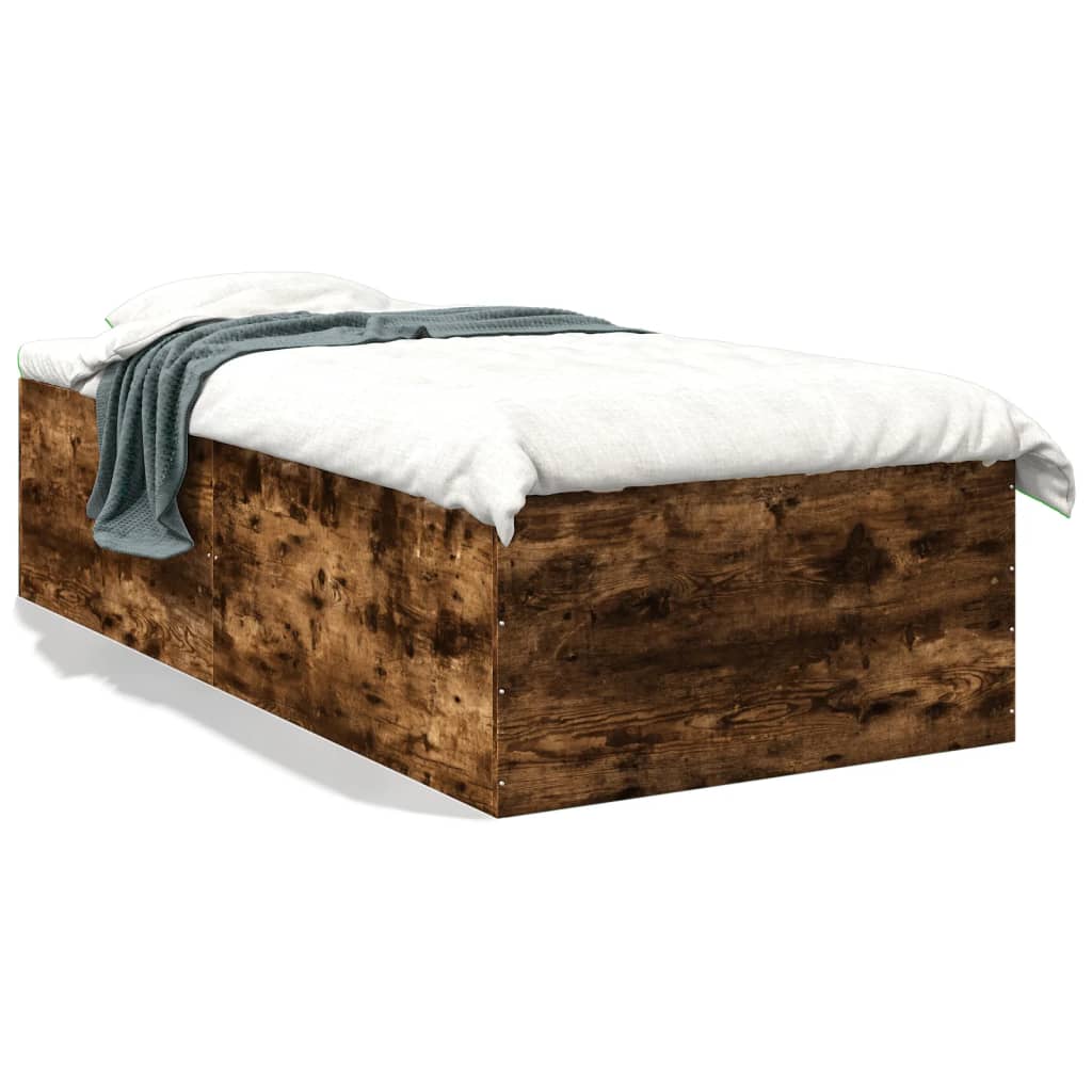 vidaXL Posteľný rám dymový dub 100x200 cm borovicový masív