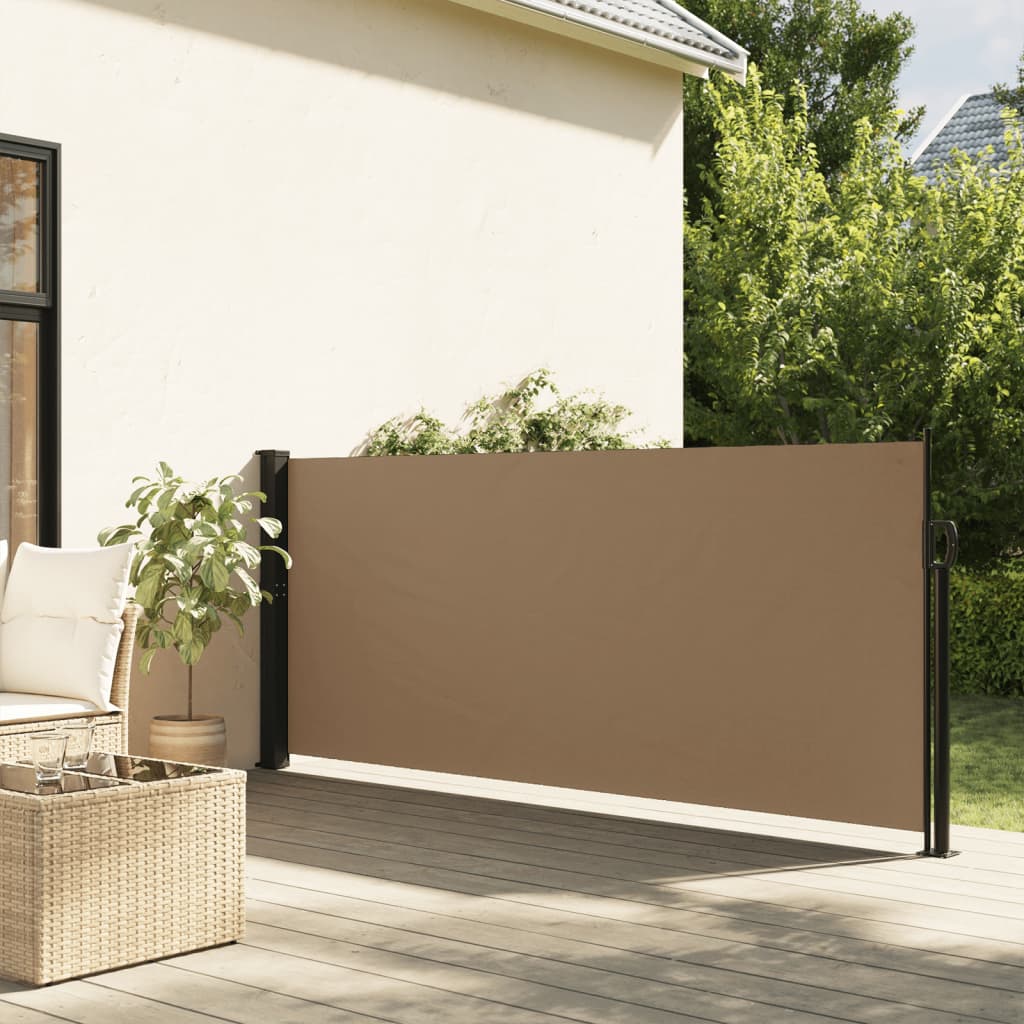 vidaXL Zaťahovacia bočná markíza, sivohnedá 140x600 cm