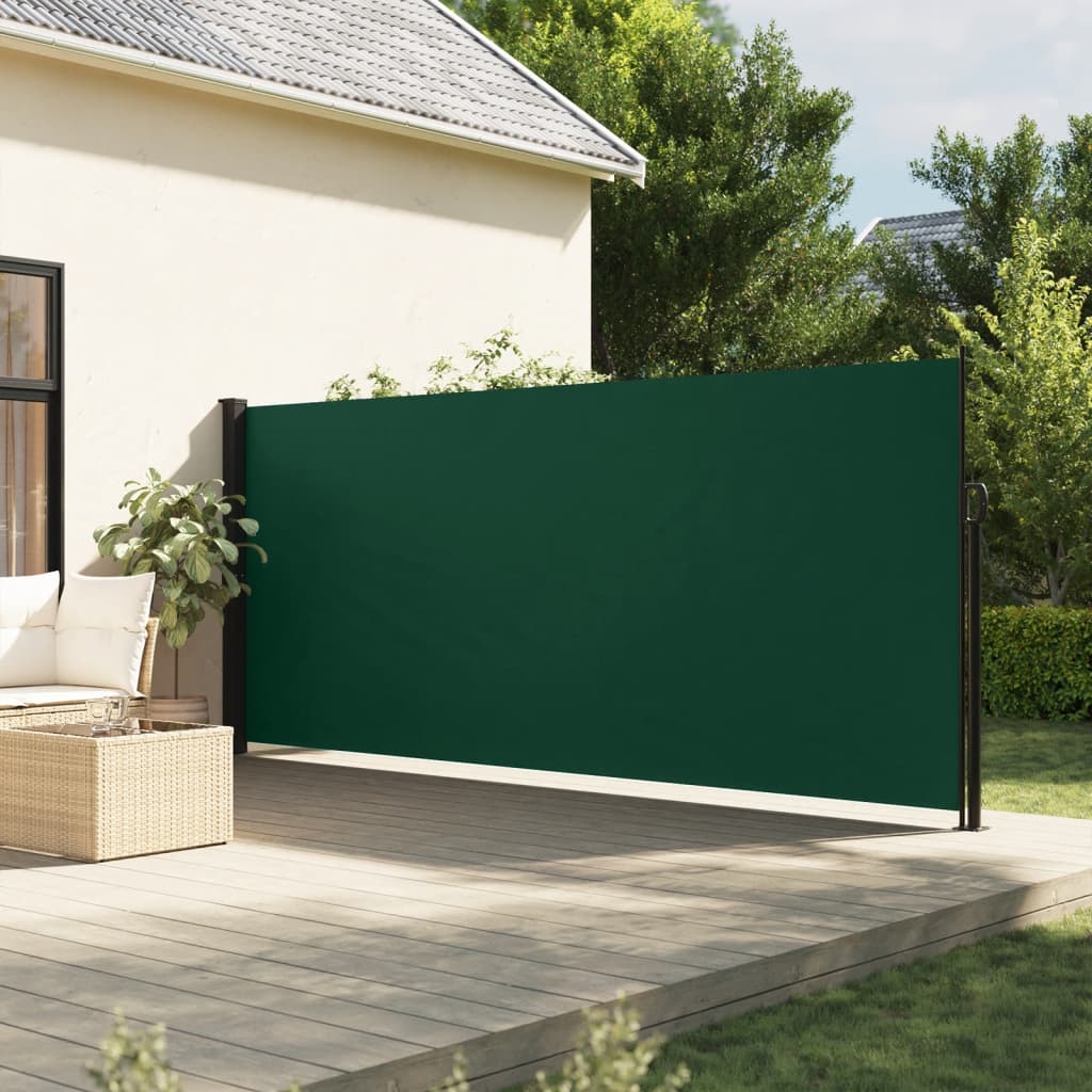vidaXL Sťahovacia bočná markíza tmavozelená 170x300 cm