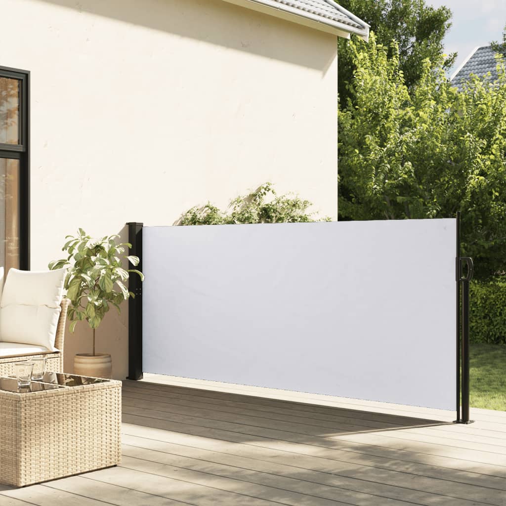 vidaXL Zaťahovacia bočná markíza, biela 140x600 cm