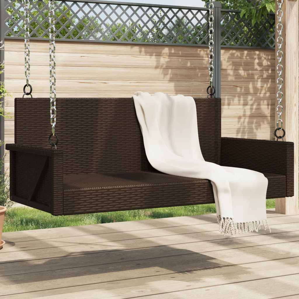 vidaXL Hojdacia lavica hnedá 119x56x48 cm polyratan