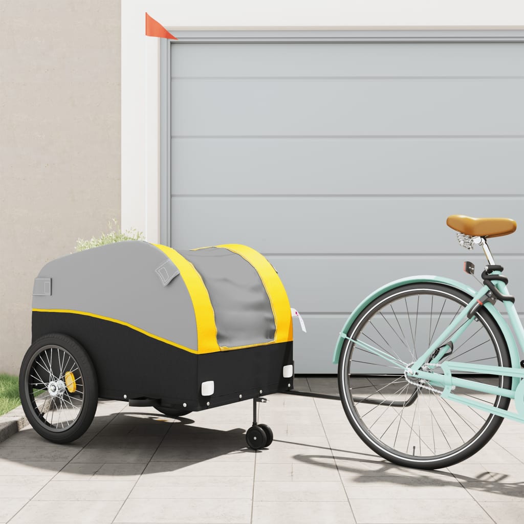 vidaXL Vozík za bicykel, čierno žltý 45 kg, železo