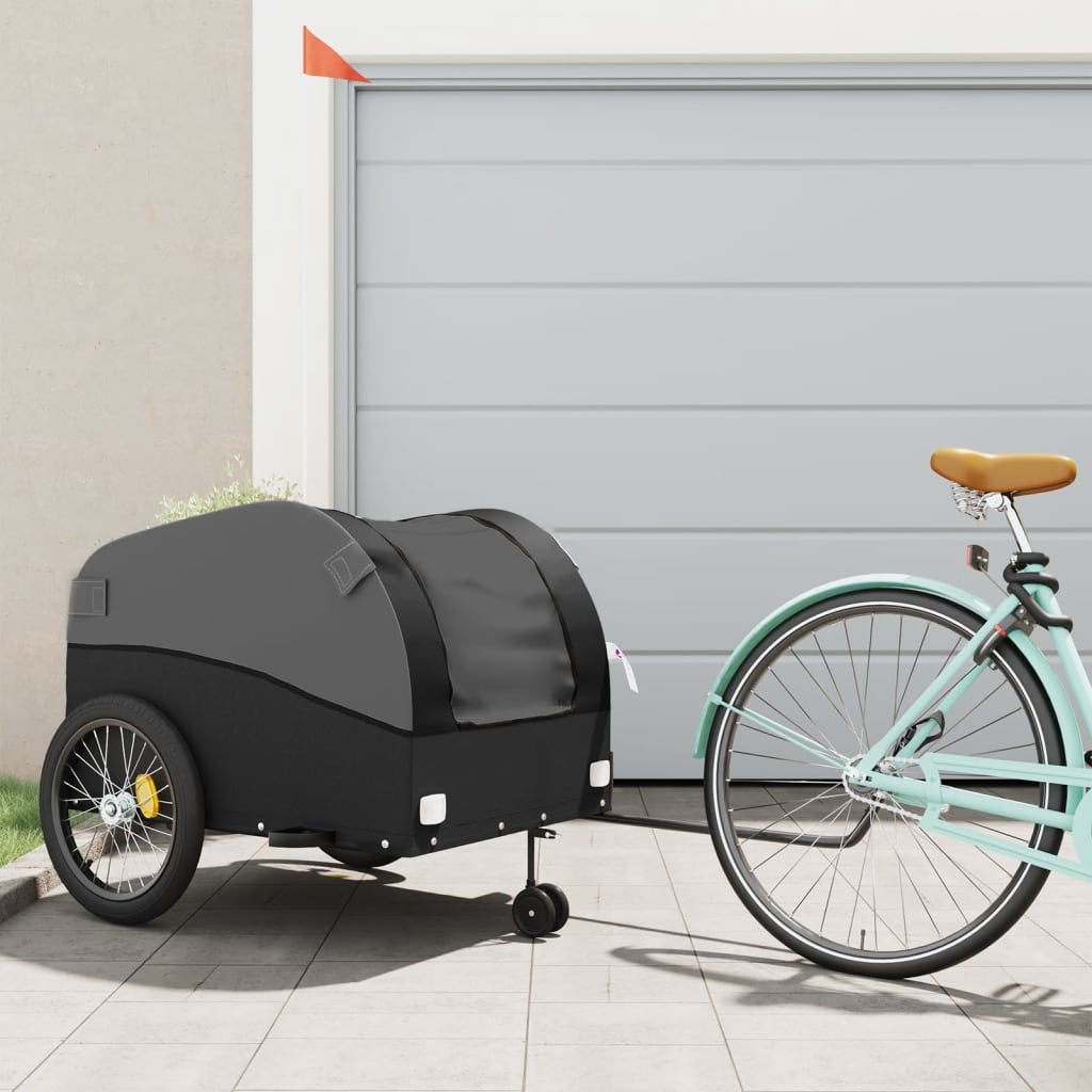 vidaXL Vozík za bicykel, čierny 45 kg, železo
