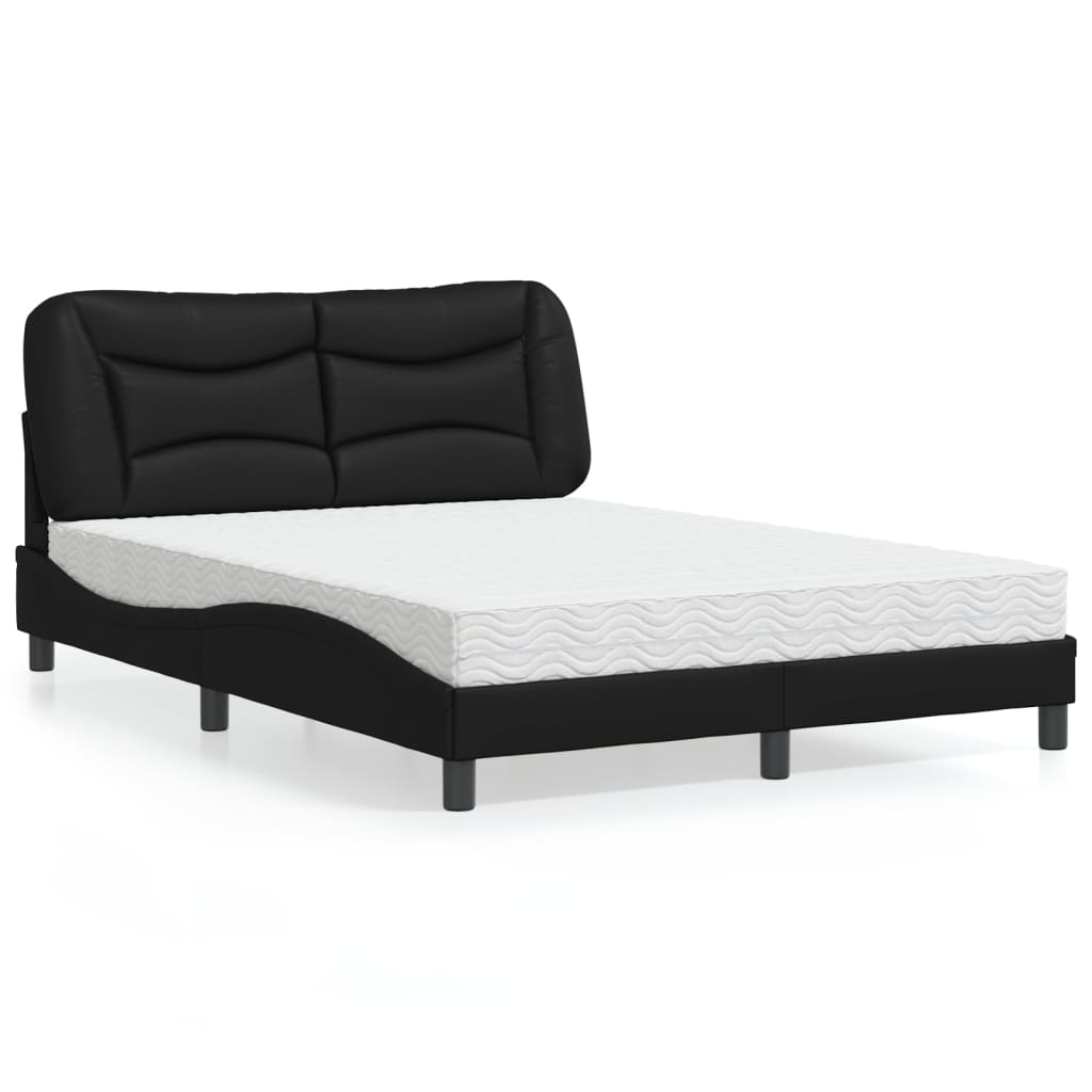 vidaXL Posteľ s matracom čierna 140x190 cm umelá koža