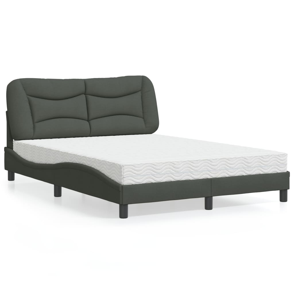 vidaXL Posteľ s matracom tmavosivá 140x190 cm látka