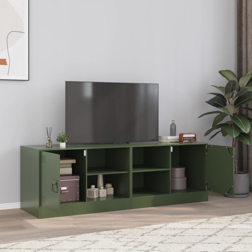 vidaXL TV skrinky 2 ks olivovo-zelené 67x39x44 cm oceľ