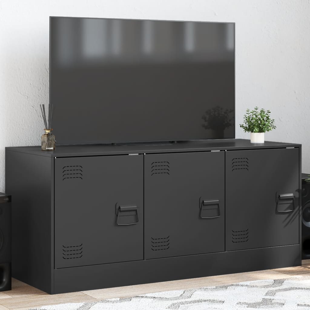vidaXL TV skrinka čierna 99x39x44 cm oceľ