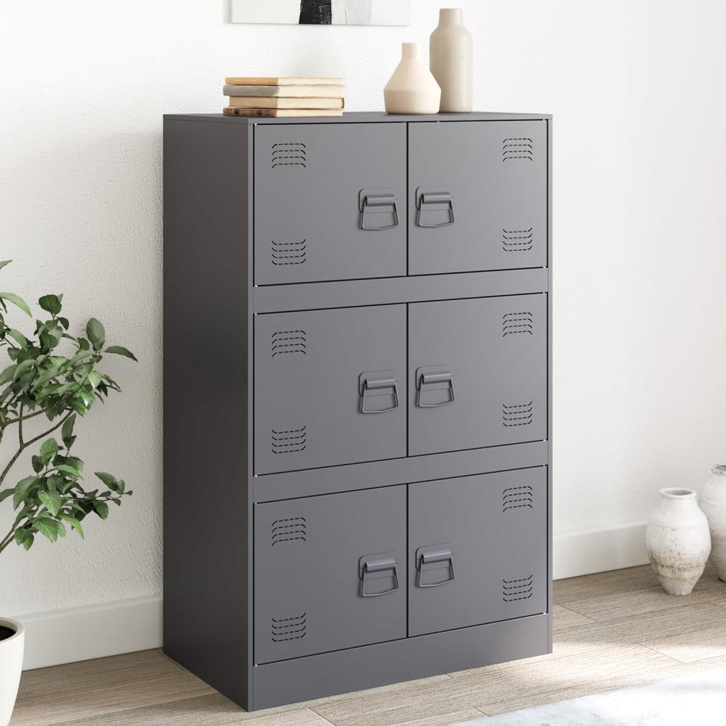 vidaXL Komoda antracitová 67x39x107 cm oceľová