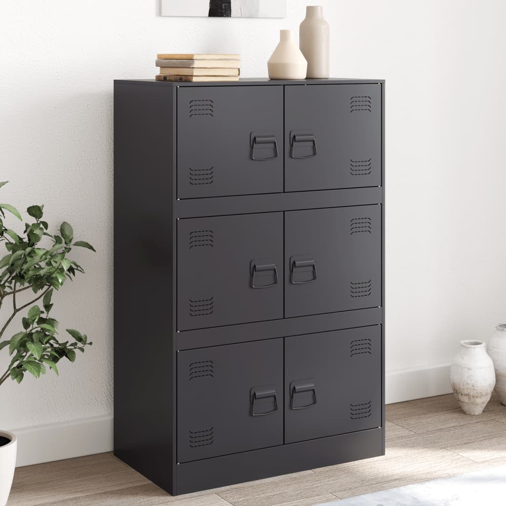 vidaXL Komoda čierna 67x39x107 cm oceľová