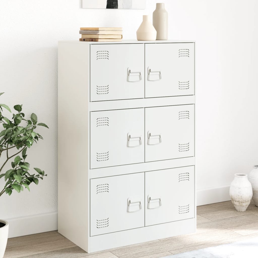vidaXL Komoda biela 67x39x107 cm oceľová