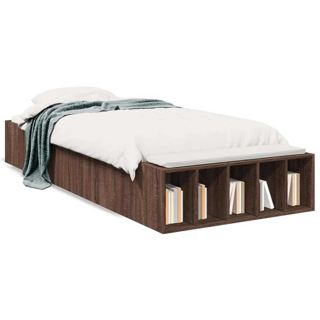 vidaXL Posteľný rám hnedý dub 75x190 cm kompozitné drevo