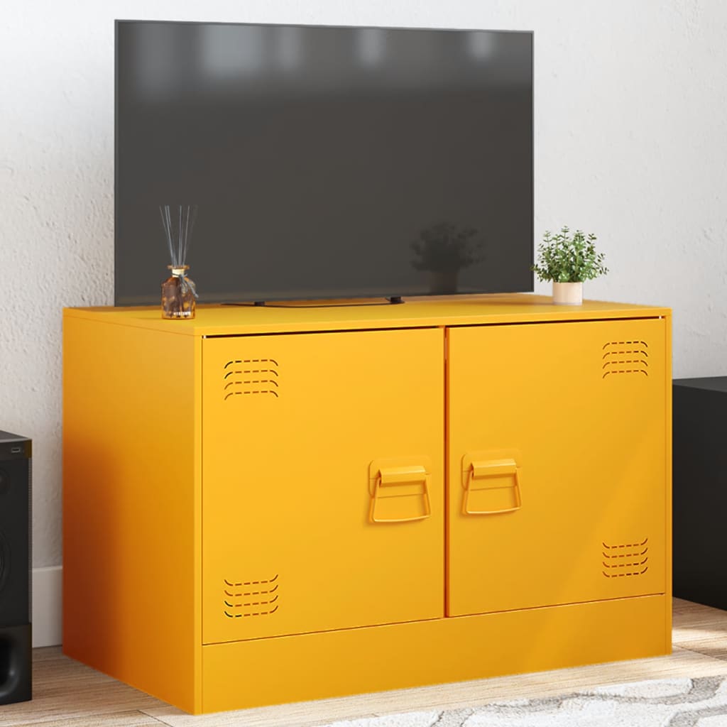 vidaXL TV skrinka horčicovo-žltá 67x39x44 cm oceľ