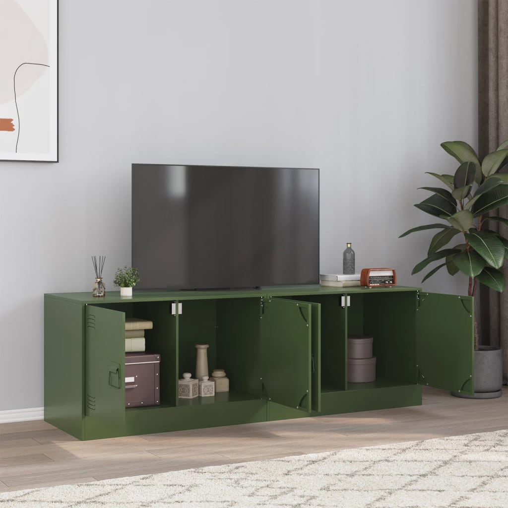 vidaXL TV skrinky 2 ks olivovozelené 67x39x44 cm oceľ