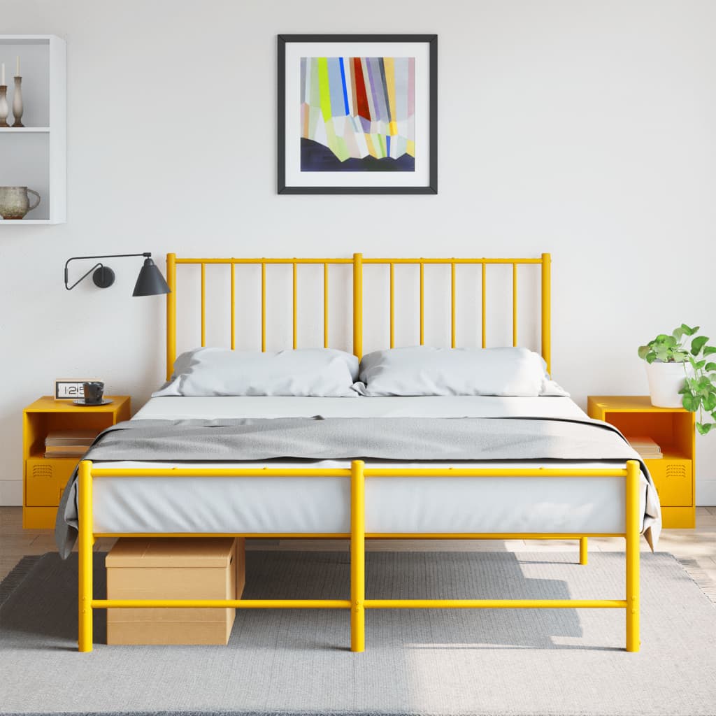 vidaXL Nočné stolíky 2 ks horčicovo-žlté 34,5x39x44 cm oceľ
