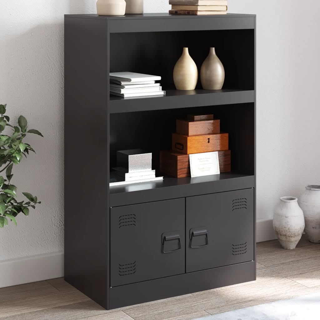 vidaXL Komoda čierna 67x39x107 cm oceľová