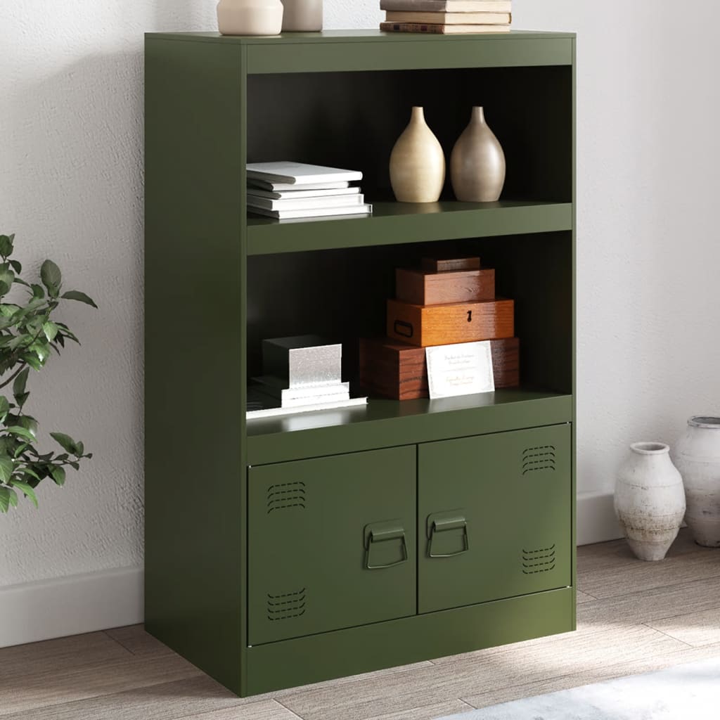 vidaXL Komoda olivovo-zelená 67x39x107 cm oceľová