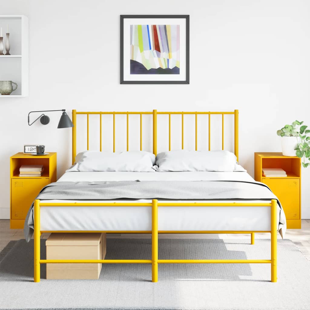 vidaXL Nočné stolíky 2 ks horčicovo-žlté 34,5x39x62 cm oceľ
