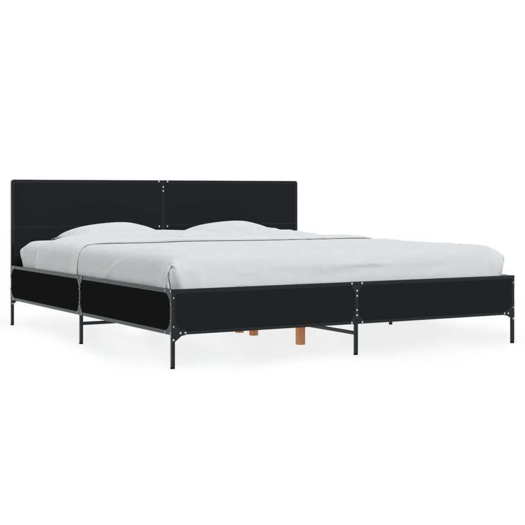 vidaXL Posteľný rám čierny 200x200 cm kompozitné drevo a kov