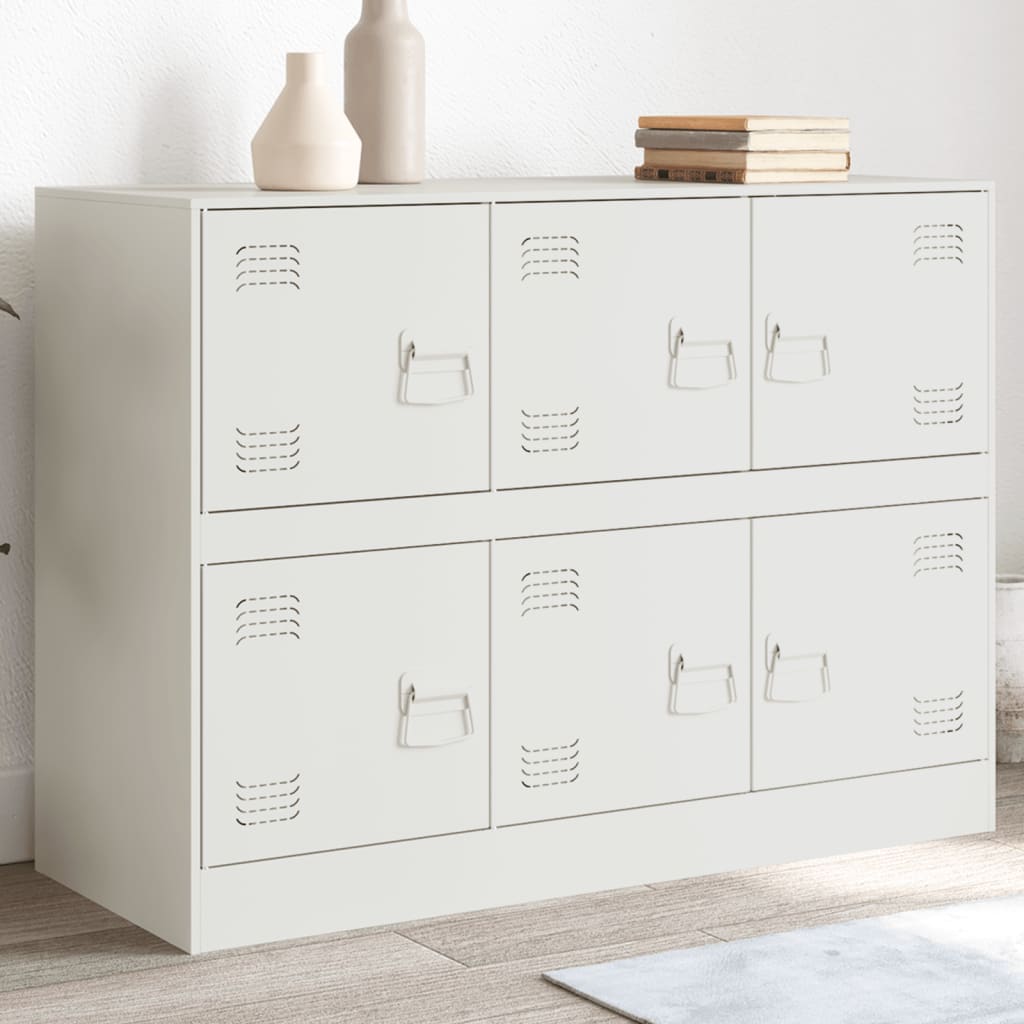 vidaXL Komoda biela 99x39x73 cm oceľ