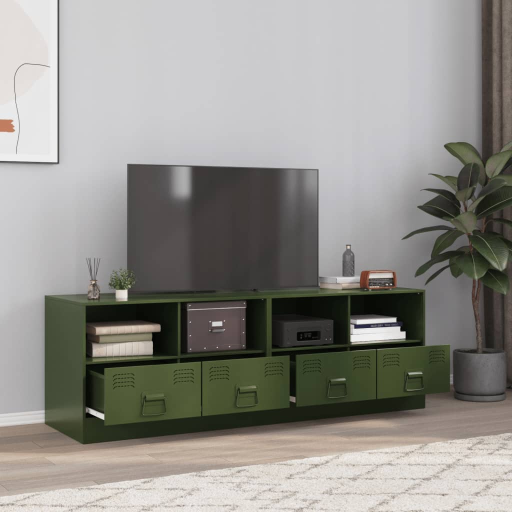 vidaXL TV skrinky 2 ks olivovo-zelené 67x39x44 cm oceľ