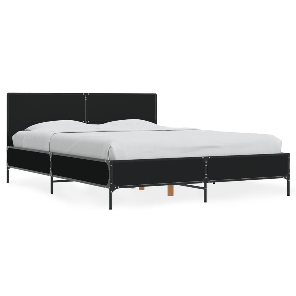 vidaXL Posteľný rám čierny 140x190 cm kompozitné drevo a kov