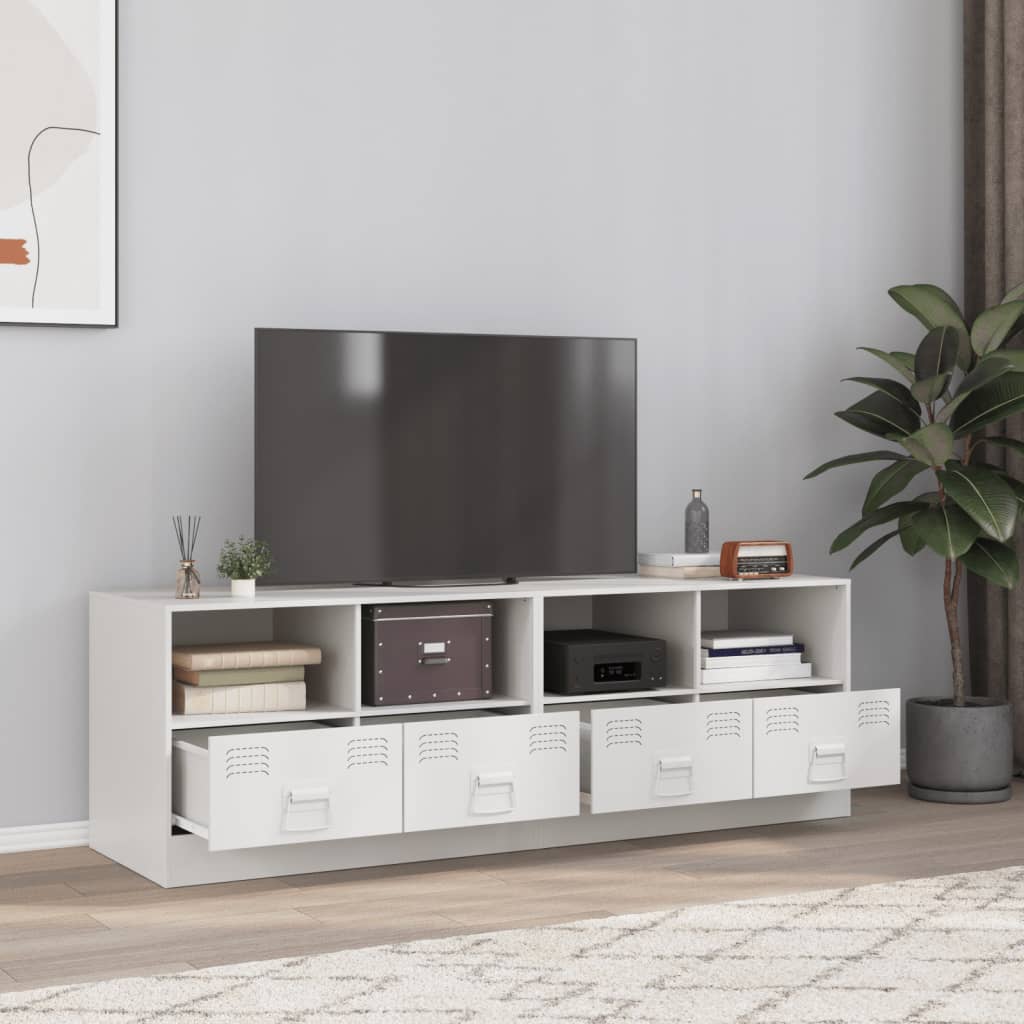 vidaXL TV skrinky 2 ks biele 67x39x44 cm oceľ