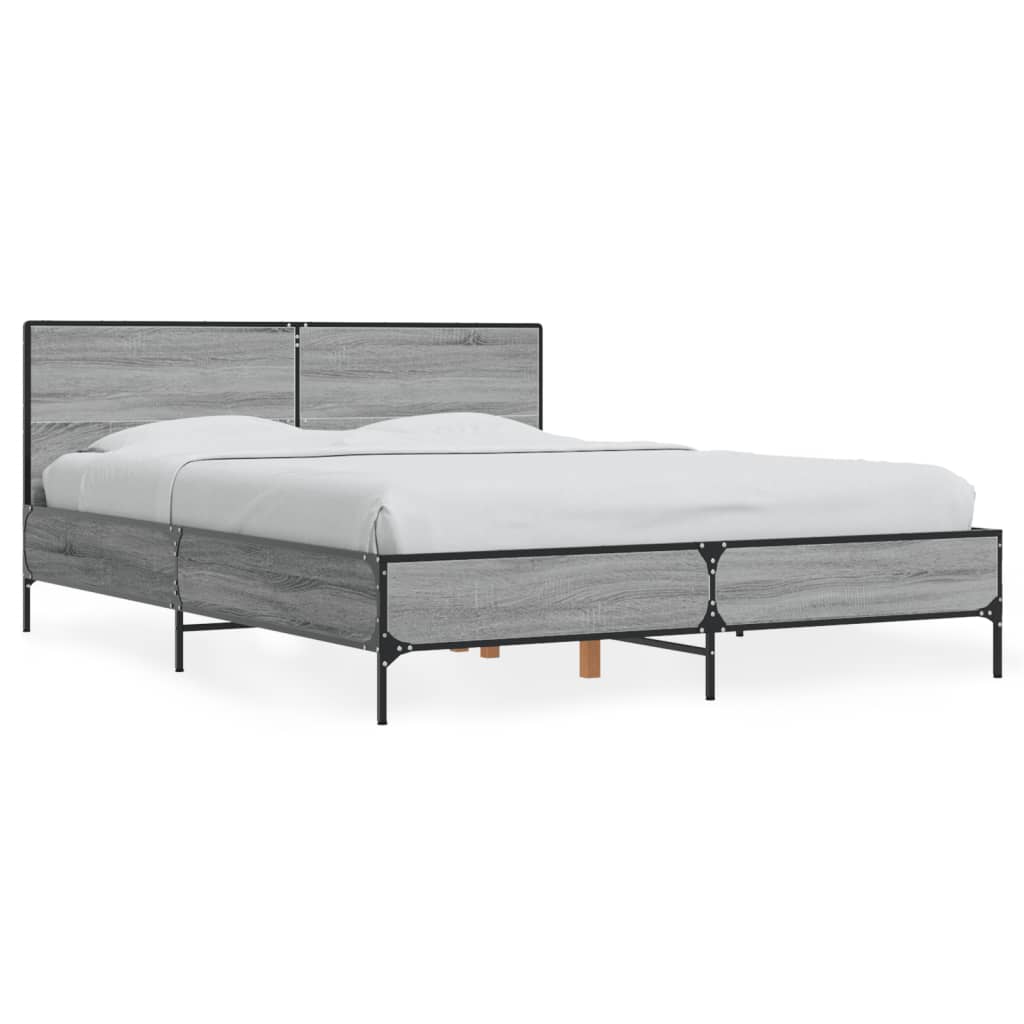 vidaXL Posteľný rám sivý sonoma 140x190 cm kompozitné drevo a kov
