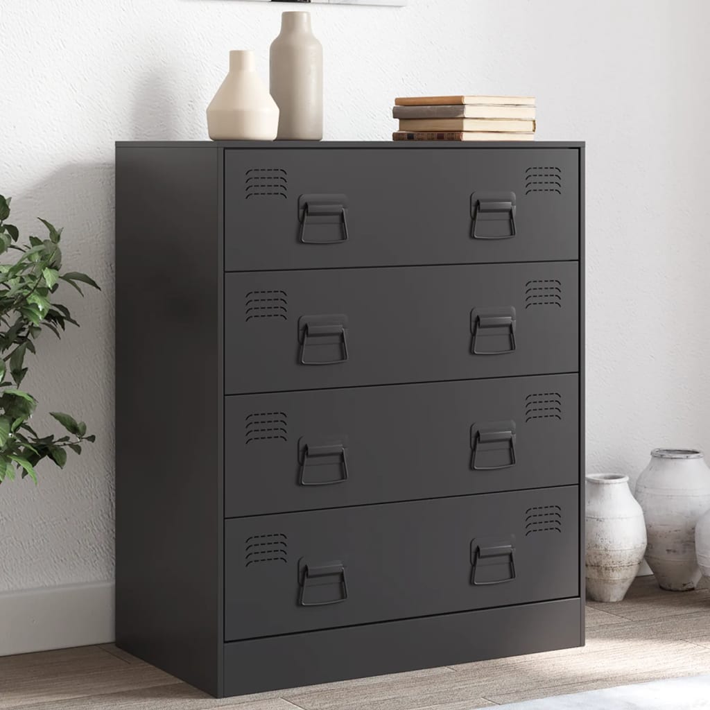 vidaXL Komoda čierna 67x39x83 cm oceľ