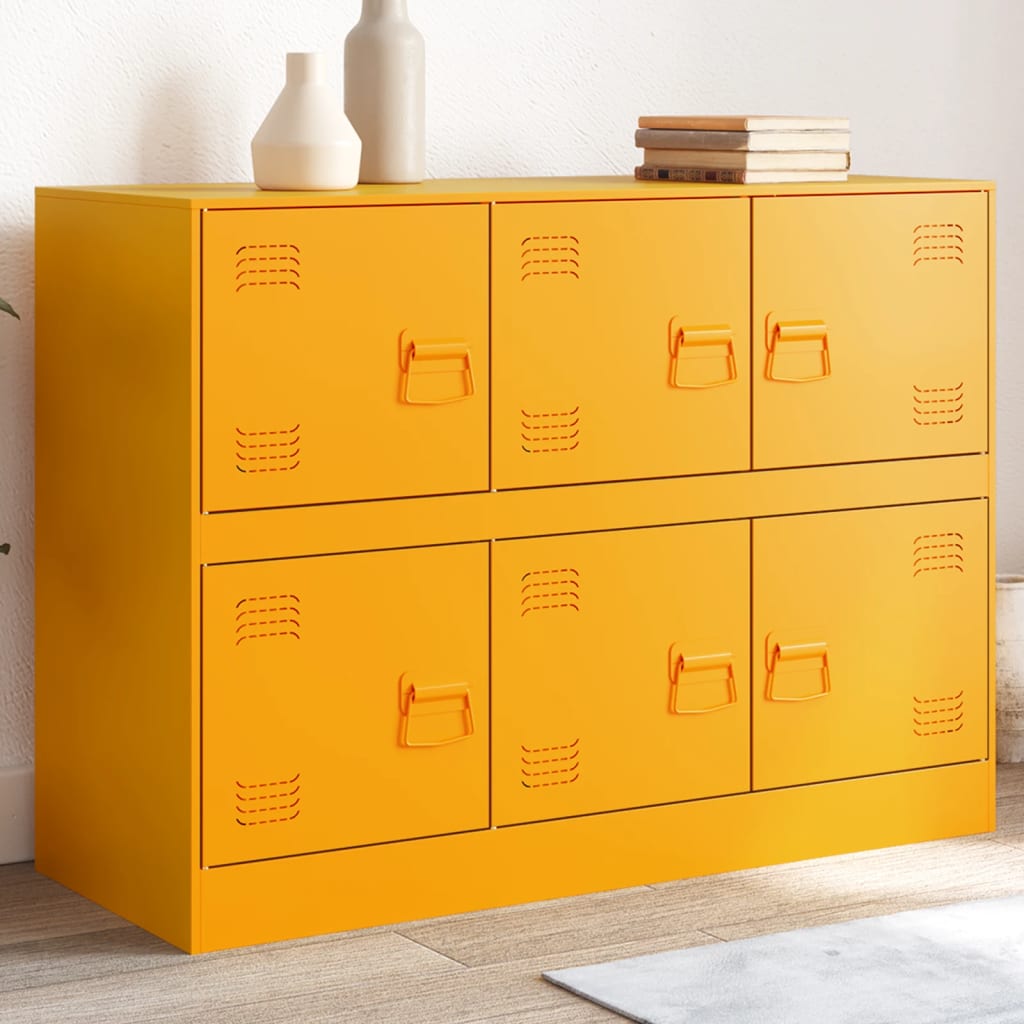 vidaXL Komoda horčicovožltá 67x39x73 cm oceľ