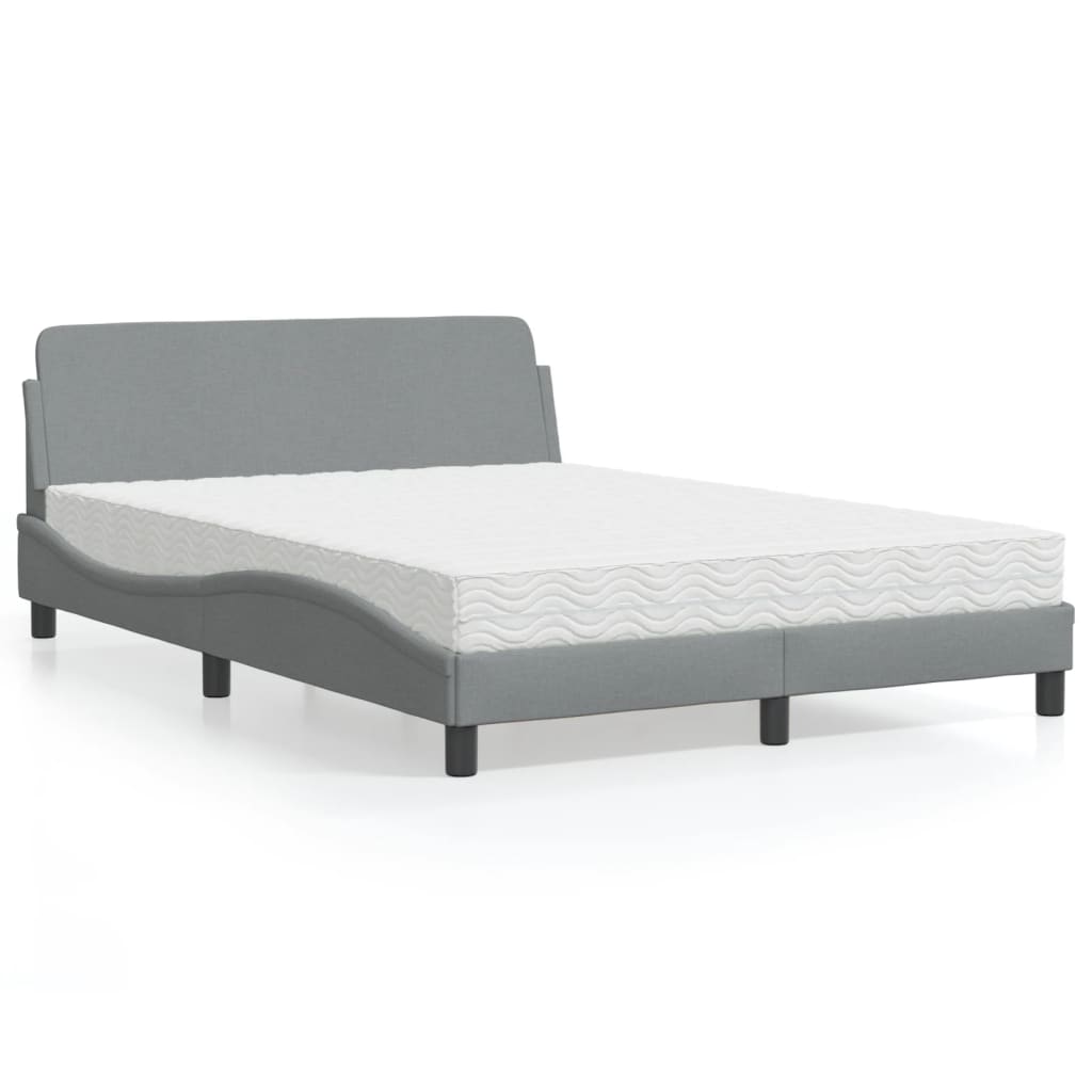vidaXL Posteľ s matracom bledosivá 120x200 cm látka