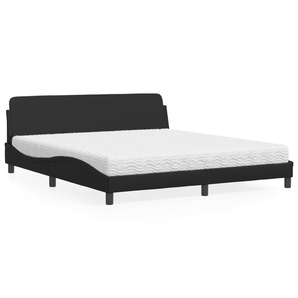 vidaXL Posteľ s matracom čierna 180x200 cm umelá koža