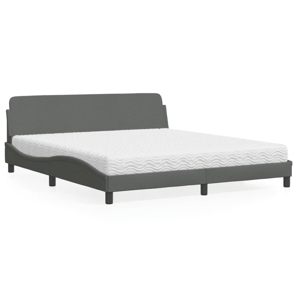 vidaXL Posteľ s matracom tmavosivá 180x200 cm látka