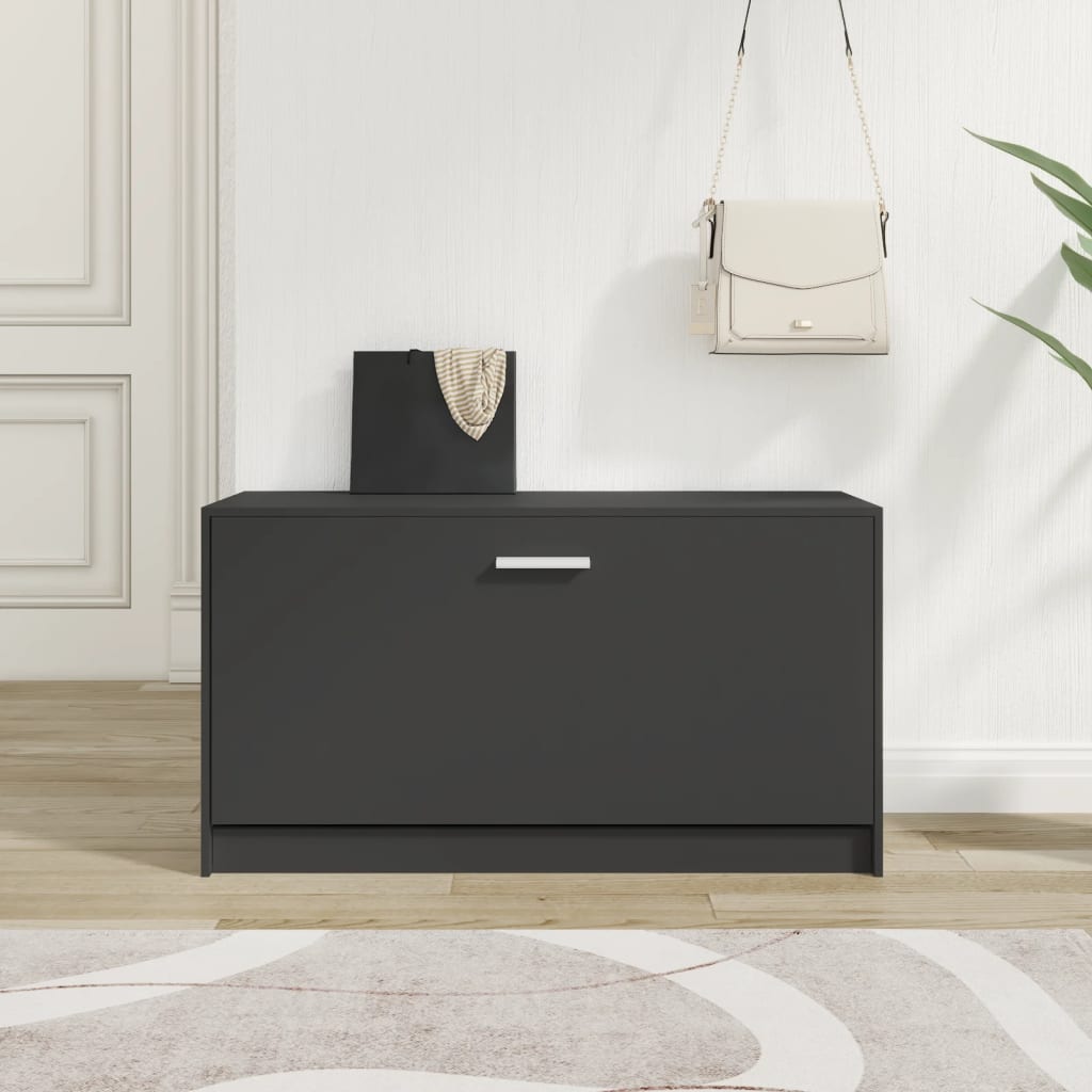 vidaXL Lavica na topánky čierna 80x24x45 cm spracované drevo