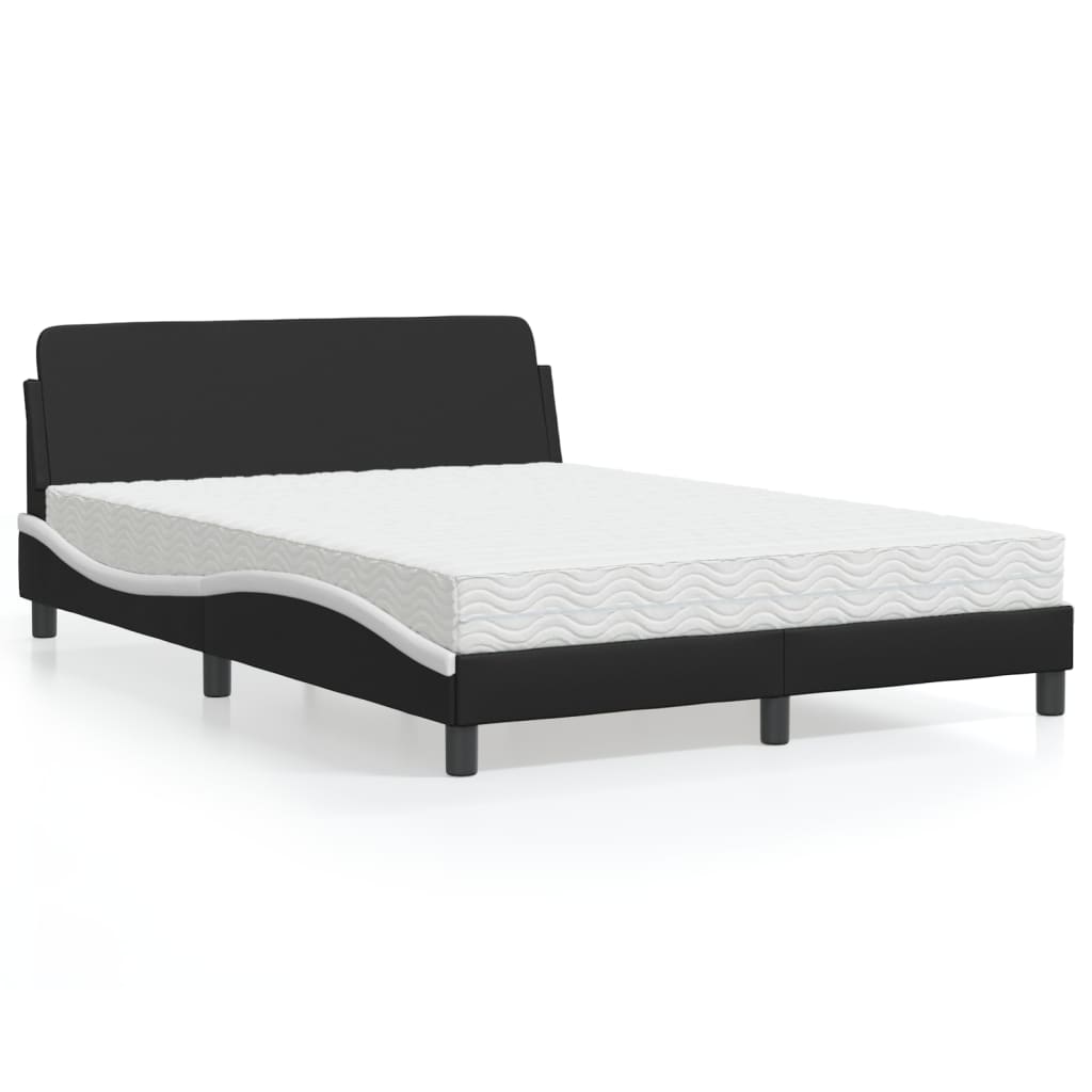 vidaXL Posteľ s matracom čierno-biela 120x200 cm umelá koža
