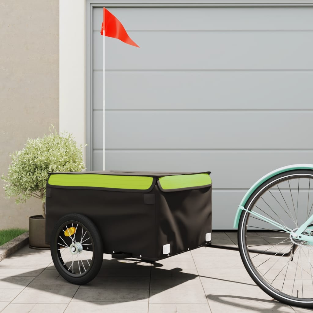 vidaXL Vozík za bicykel, čierno zelený 45 kg, železo