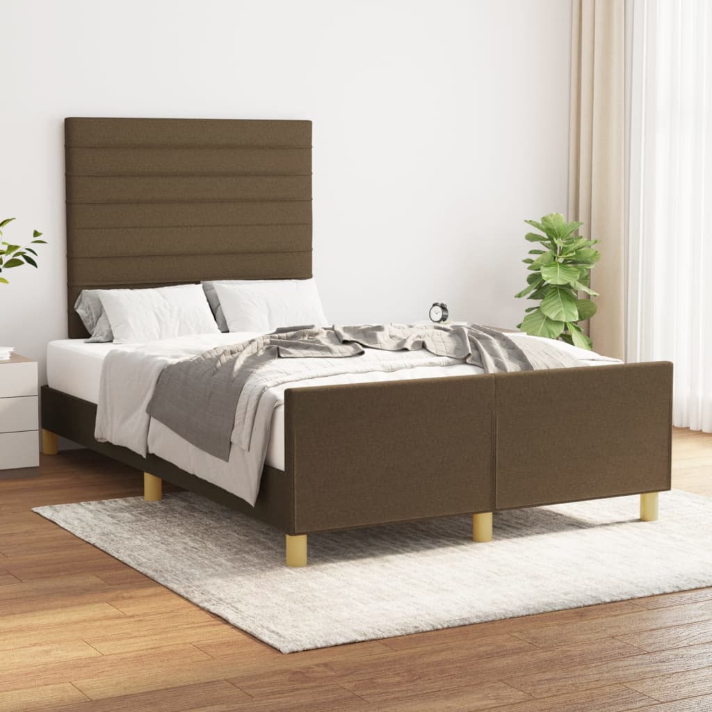vidaXL Posteľný rám s čelom tmavohnedý 120x200 cm látka