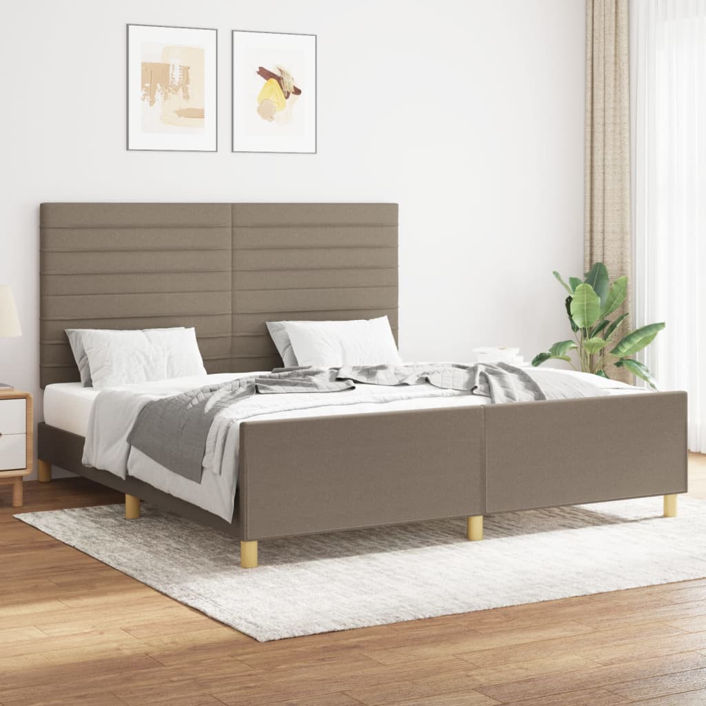 vidaXL Posteľný rám s čelom sivohnedý 160x200 cm látka