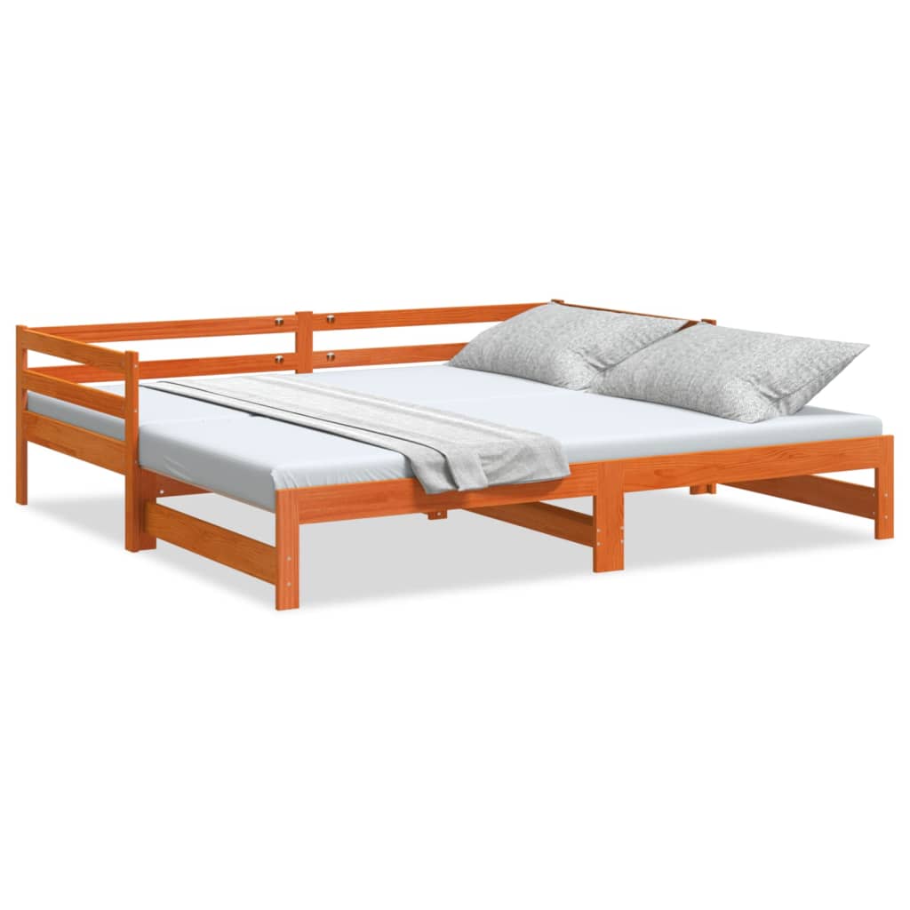 vidaXL Vysúvacia denná posteľ voskovohnedá 90x200 cm masívna borovica