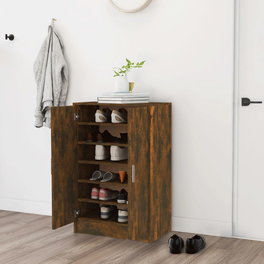 vidaXL Botník dymový dub 60x35x92 cm spracované drevo