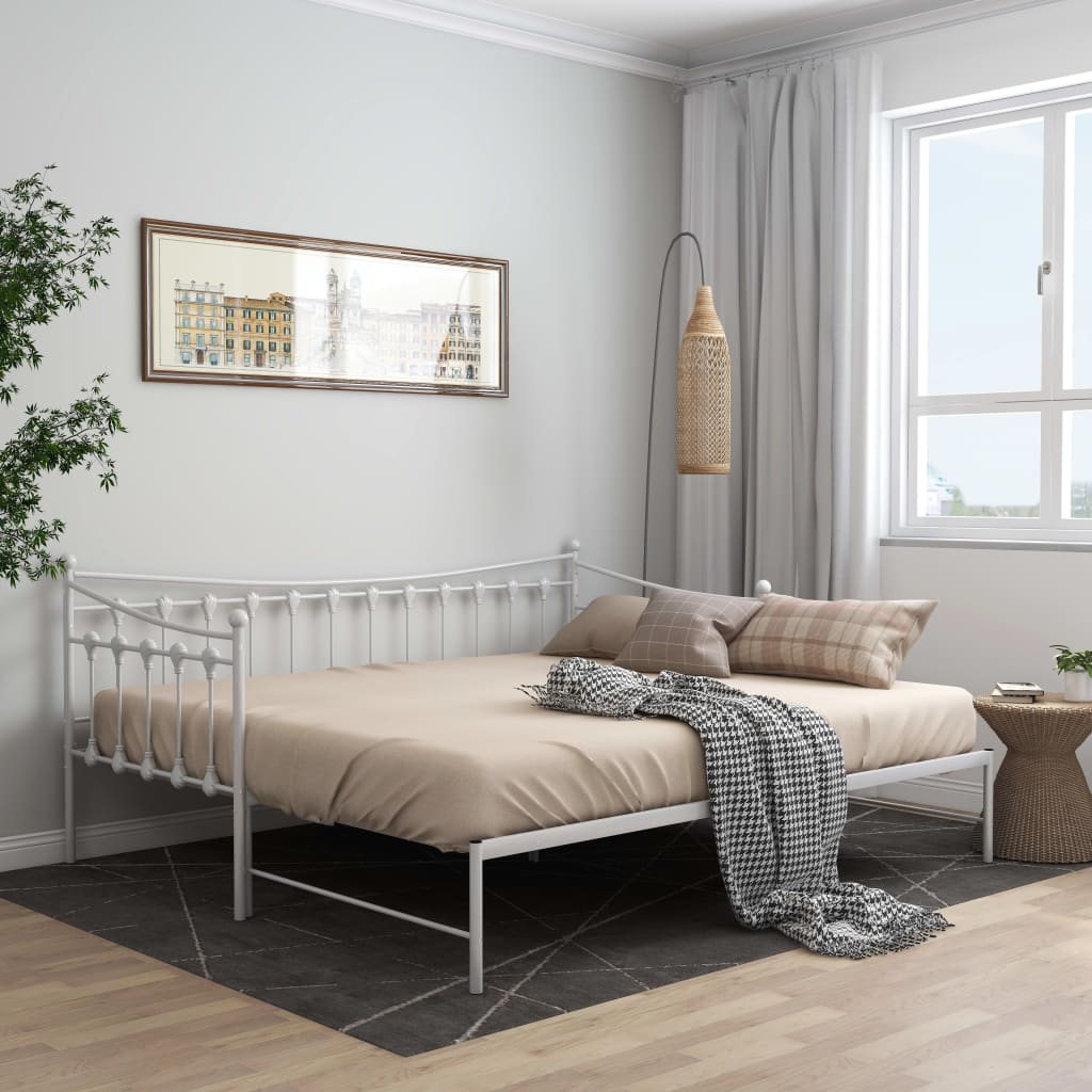 vidaXL Rám rozkladacej pohovky biely kovový 90x200 cm