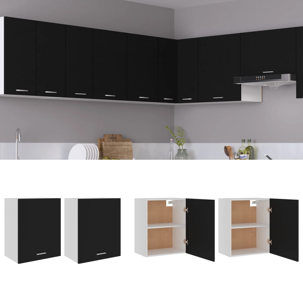 vidaXL Závesné skrinky 2 ks, čierne 50x31x60 cm, kompozitné drevo