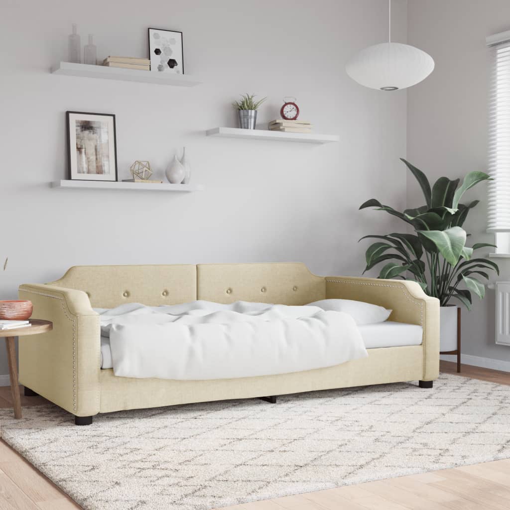 vidaXL Posteľný rám krémový 90x200 cm látka