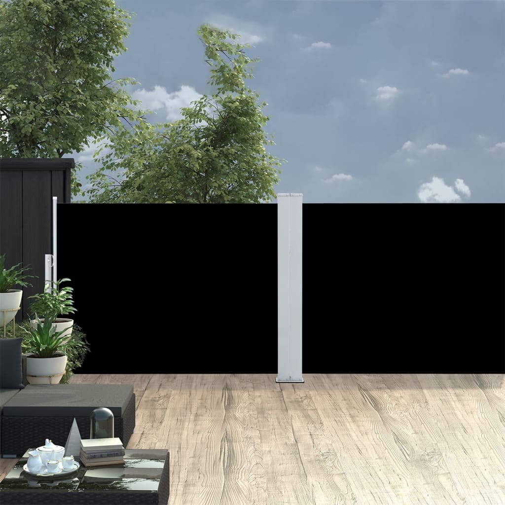 vidaXL Zaťahovacia bočná markíza, čierna 120x1000 cm