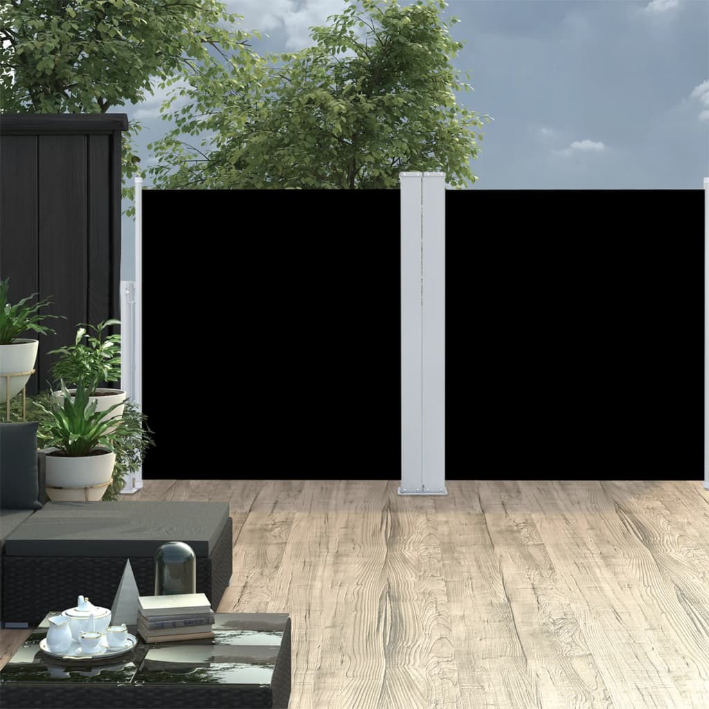 vidaXL Zaťahovacia bočná markíza, čierna 120x600 cm