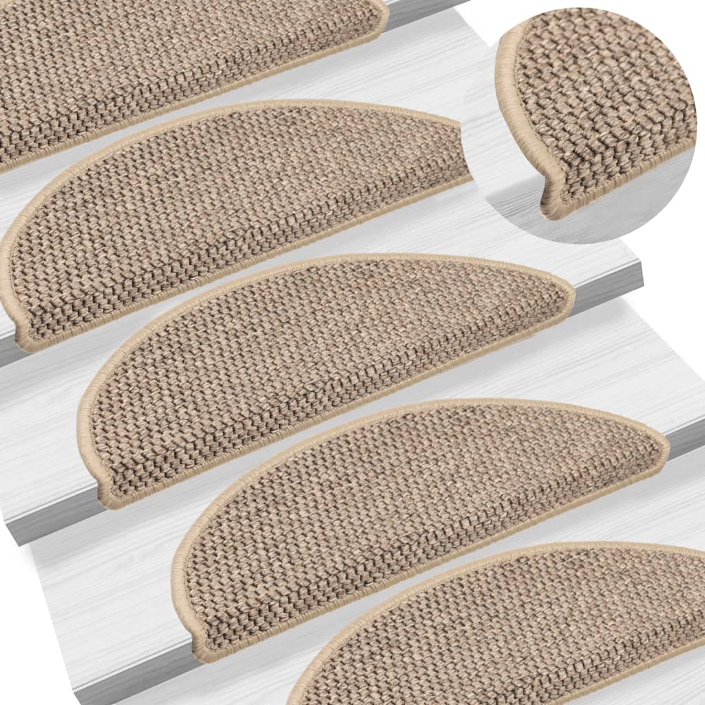 vidaXL Samolepiace nášľapy na schody vzhľad sisalu 15 ks 56x17x3 cm