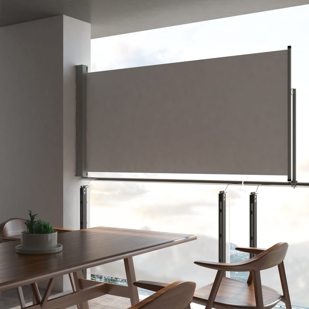 vidaXL Zaťahovacia bočná markíza na terasu 120x300 cm, sivá