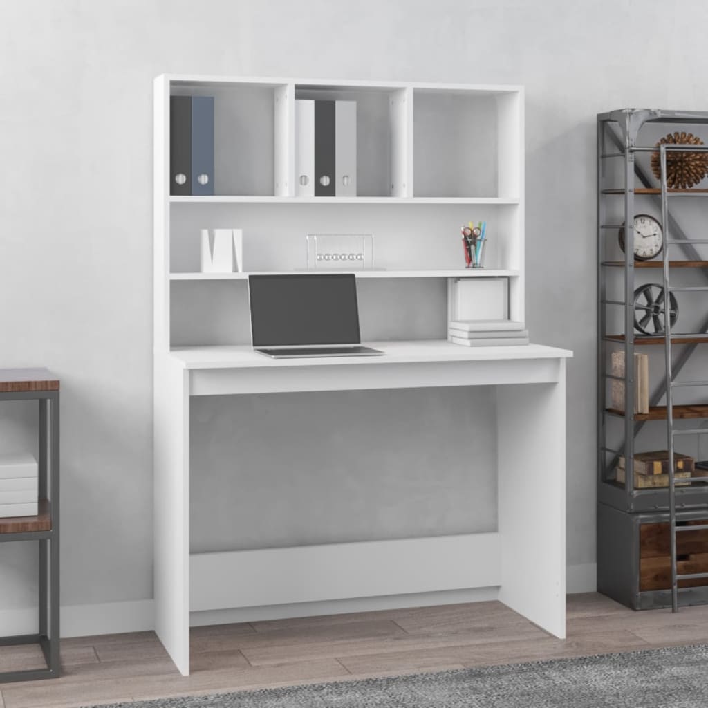 vidaXL Stolík so zásuvkami biely 102x45x148 cm spracované drevo